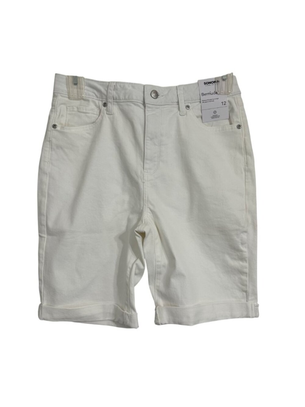 NWT Sonoma Womens Bermuda Denim Shorts Size 12 Jorts Cotton Coastal Vacation - Picture 2 of 10